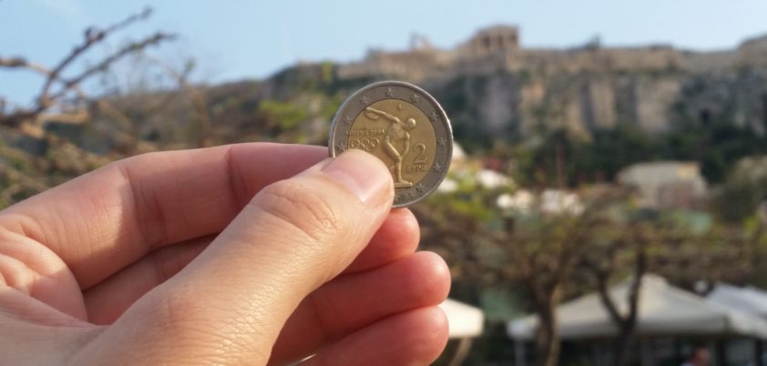Europe greek symbol flag broken money